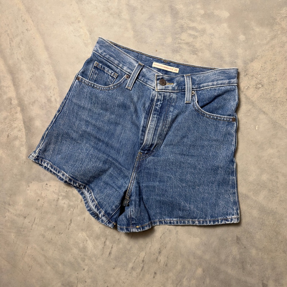Levi's High Waisted Mom Shorts Womens 26 Blue Denim Retro Baggy Summer 90s Style